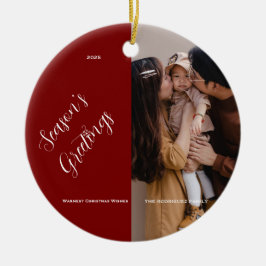Ornamento De Cerâmica Foto e texto personalizáveis de Natal
