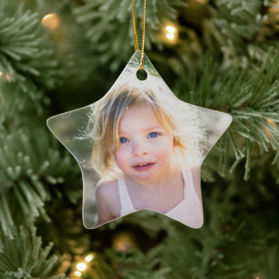 Ornamento De Cerâmica Foto em forma de estrela de natal simples e bonita