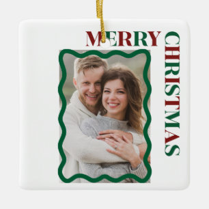 Ornamento De Cerâmica Foto em Moldura Recortada Personalizada de Natal