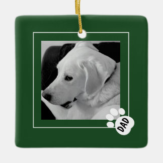 Ornamento De Cerâmica Foto em Preto e Branco de Cachorro Fofo Pata do Pa