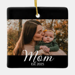 Ornamento De Cerâmica Foto em Preto e Branco de Mãe Estabelecida