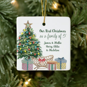 Ornamento De Cerâmica Foto Família de Qualquer Número Árvore de Natal e