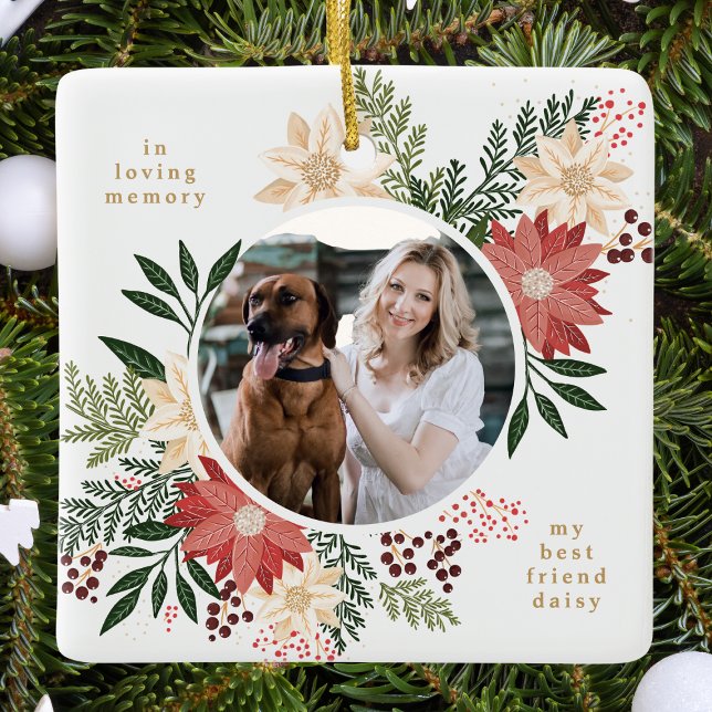 Ornamento De Cerâmica foto festiva de natal moderno e feliz natal (Criador carregado)