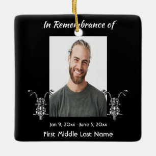 Ornamento De Cerâmica Foto Memorial Cristã de Motocicleta Biker 