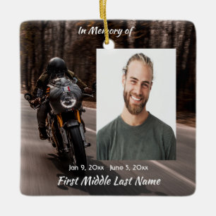 Ornamento De Cerâmica Foto Memorial Cristã de Motociclista
