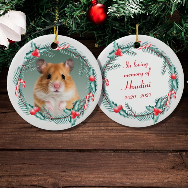 Ornamento De Cerâmica Foto Memorial Holiday Wreath (Keepsake)
