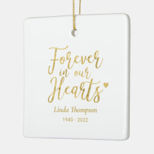 Ornamento De Cerâmica Foto Memorial Ouro Para Sempre em Nossos Corações