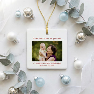 Ornamento De Cerâmica Foto Minimalista Primeiro Natal como Avó