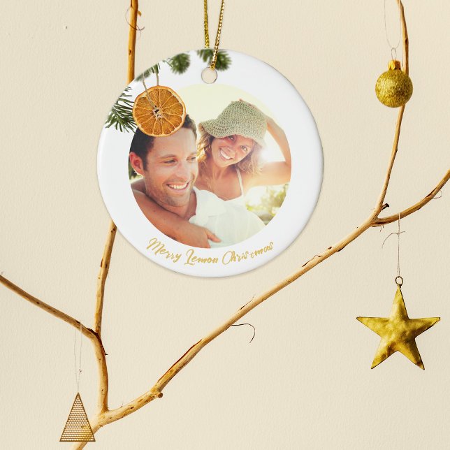 Ornamento De Cerâmica Foto Moderna de Citrus de Limão-Feliz Elegante (Criador carregado)