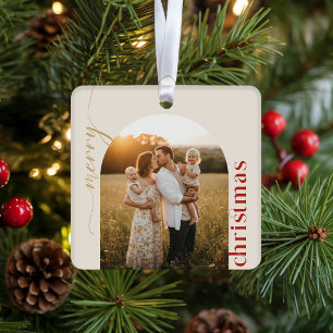 Ornamento De Cerâmica Foto Moderna de Família em Arco Feliz Natal