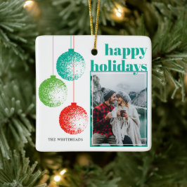 Ornamento De Cerâmica Foto Moderna de Família Feliz Natal