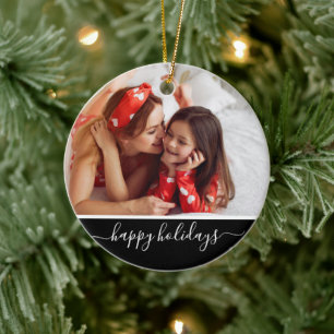 Ornamento De Cerâmica Foto moderna: Feliz Monograma de Natal Negro