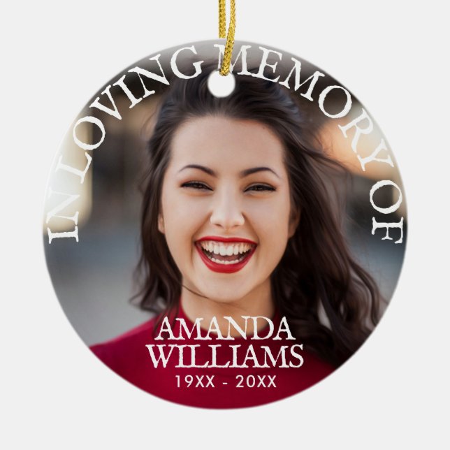 Ornamento De Cerâmica Foto moderna Memorial Keepsakes na Memória Amante (Frente)