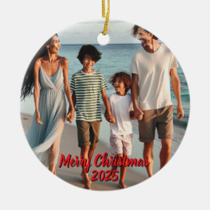 Ornamento De Cerâmica Foto Natal Cruise Red Personalize