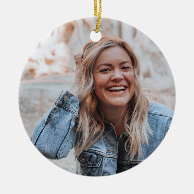 Ornamento De Cerâmica Foto personalizada (Frente)