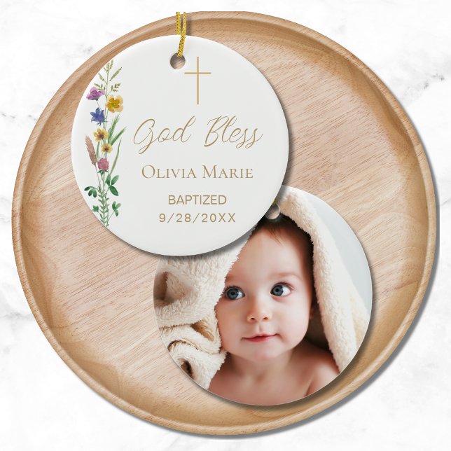 Ornamento De Cerâmica Foto personalizada: batismo religioso (Criador carregado)