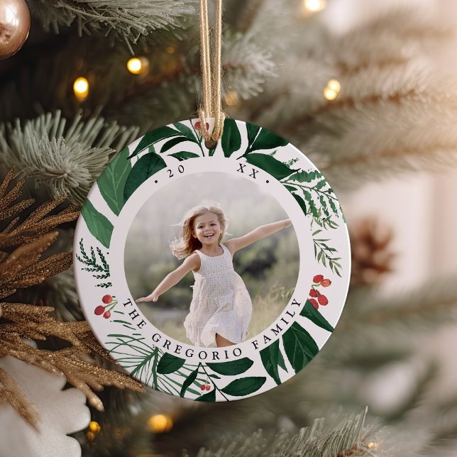 Ornamento De Cerâmica Foto Personalizada Botânica Bonita (Criador carregado)