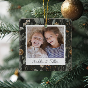 Ornamento De Cerâmica Foto Personalizada Botânica Dupla Face