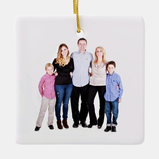 Ornamento De Cerâmica Foto personalizada da família (Frente)