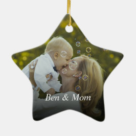 Ornamento De Cerâmica Foto personalizada da família Crie seu próprio