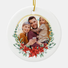 Ornamento De Cerâmica Foto Personalizada da Família Holly Holly 