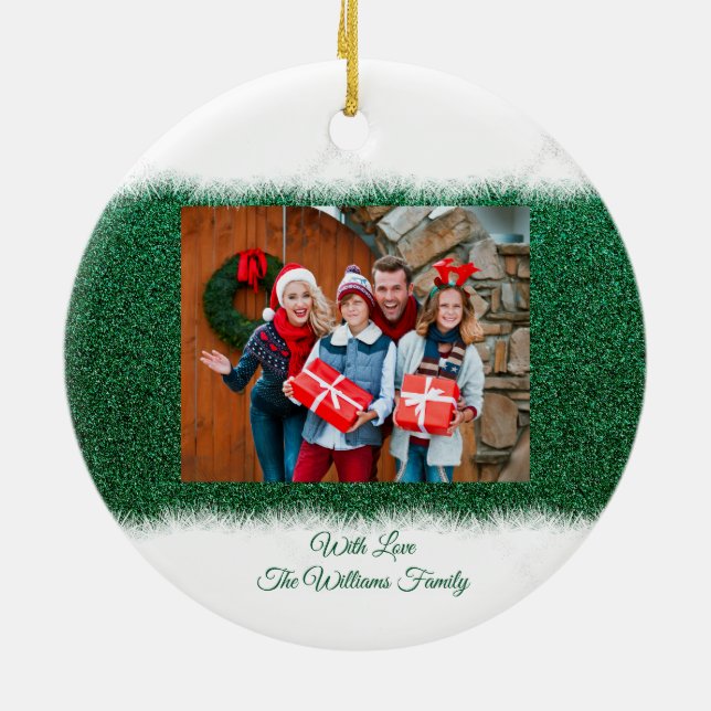 Ornamento De Cerâmica Foto personalizada da família - Natal- (Traseira)