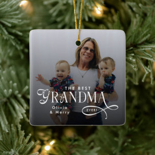 Ornamento De Cerâmica Foto Personalizada da Melhor Avó de Todos os Tempo