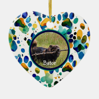 Ornamento De Cerâmica Foto Personalizada da Pata do Cachorro em Ornament