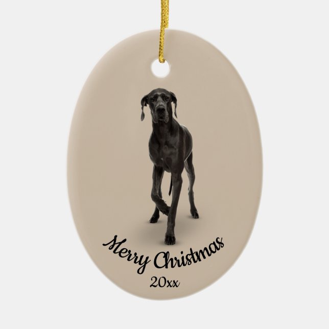 Ornamento De Cerâmica Foto personalizada datada - Natal - Grande Pet De  (Frente)