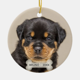 Ornamento De Cerâmica Foto personalizada de cachorro Rottweiler filhote