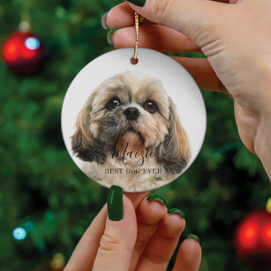 Ornamento De Cerâmica Foto personalizada de captura personalizada do cão