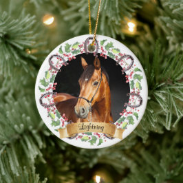 Ornamento De Cerâmica Foto personalizada de cavalo de Natal