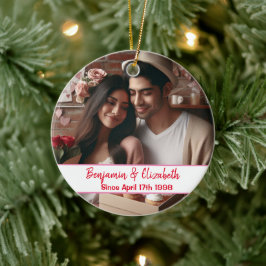 Ornamento De Cerâmica Foto personalizada de coração dia de os namorados 