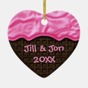 Ornamento De Cerâmica Foto Personalizada De Coração Doce Com Chocolate R
