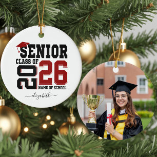Ornamento De Cerâmica Foto Personalizada de Formatura no Ano Sênior
