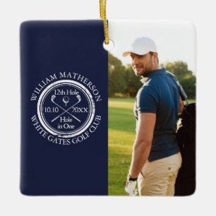 Ornamento De Cerâmica Foto personalizada de golfe com buraco em um na co