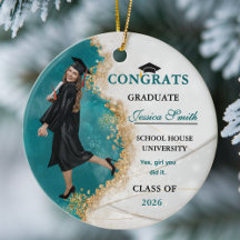 Foto Personalizada de Graduada Elegante em Azul Tu