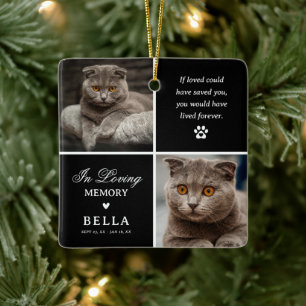 Ornamento De Cerâmica Foto personalizada de memorial de gato moderno