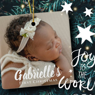 Ornamento De Cerâmica Foto personalizada de música moderna de Natal