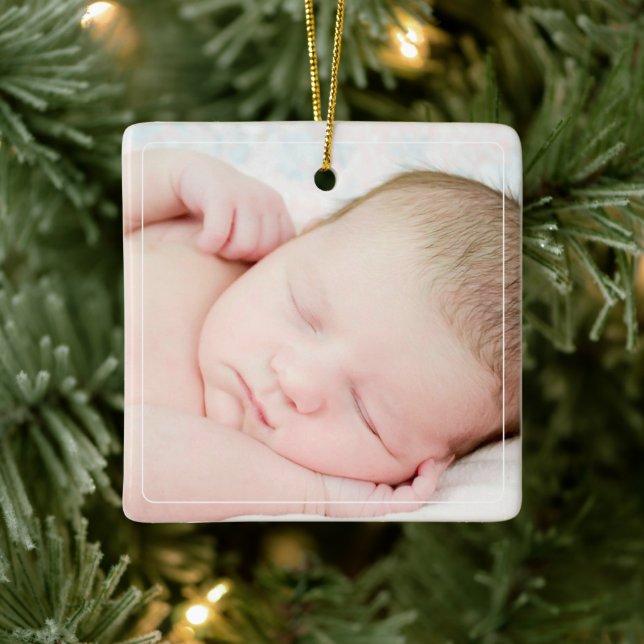 Ornamento De Cerâmica Foto personalizada de natal de 1rua de bebê | (Árvore)
