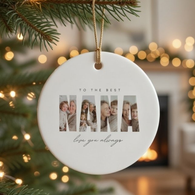 Ornamento De Cerâmica Foto Personalizada de Natal NANA Customizada (Criador carregado)