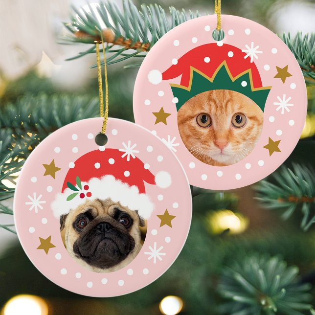 Ornamento De Cerâmica Foto personalizada de Natal Papais noeis bonitos E (Criador carregado)