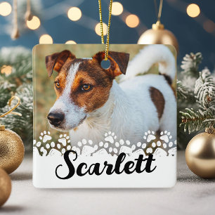 Ornamento De Cerâmica Foto personalizada de Pet de Impressão de Paw