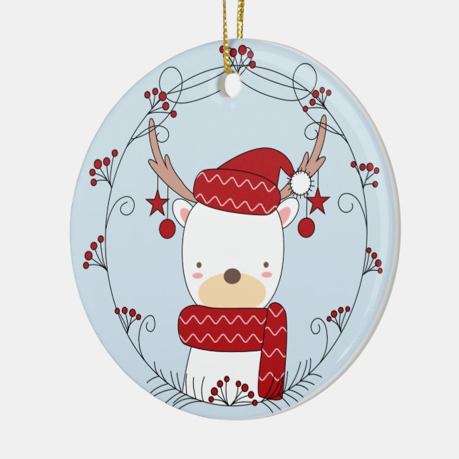 Ornamento De Cerâmica Foto personalizada de porta de rena (Esquerda)