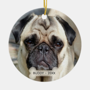 Ornamento De Cerâmica Foto personalizada de Pug Dog
