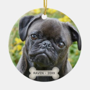 Ornamento De Cerâmica Foto personalizada de Pug Dog