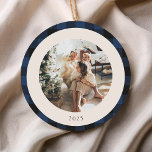 Ornamento De Cerâmica Foto personalizada de Xadrez de Buffalo Azul e Neg<br><div class="desc">Xadrez de Buffalo Azul e Preto Personalizada de Natal Personalizada Ornamento Cerâmico</div>