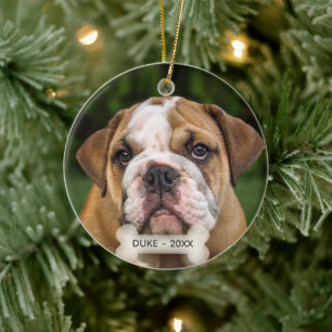 Ornamento De Cerâmica Foto personalizada do cachorro Bulldog Inglês
