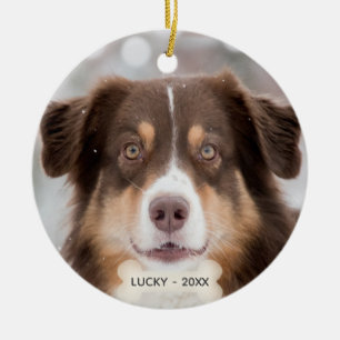 Ornamento De Cerâmica Foto personalizada do cão Australian Shepherd