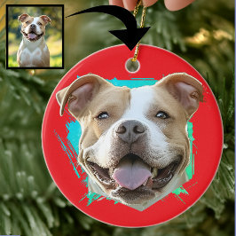 Ornamento De Cerâmica Foto personalizada do cão Pet Lover Pitbull do Gru